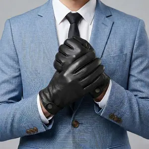 Men’s Classic Leather Chauffeur Gloves – Unlined Everyday Driving Gloves (Snap)
