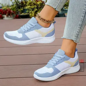 [Breathable Sneakers] Light Blue & White Breathable Women's Casual Sneakers |   Stability Support, TPR Sole for All-Season Walking, Jogging & Casual Attire