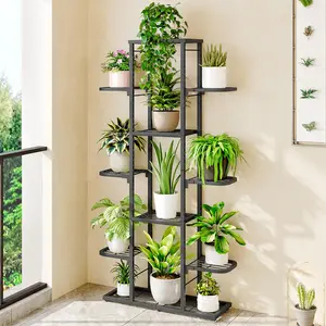 7 Tier Flower Stand, Plant Stand,Metal,Indoor and Outdoor Multi-Tier Flower Shelf,Plant Stairs,Corner Shelf,Standing for Garden, Decoration,Dark Grey