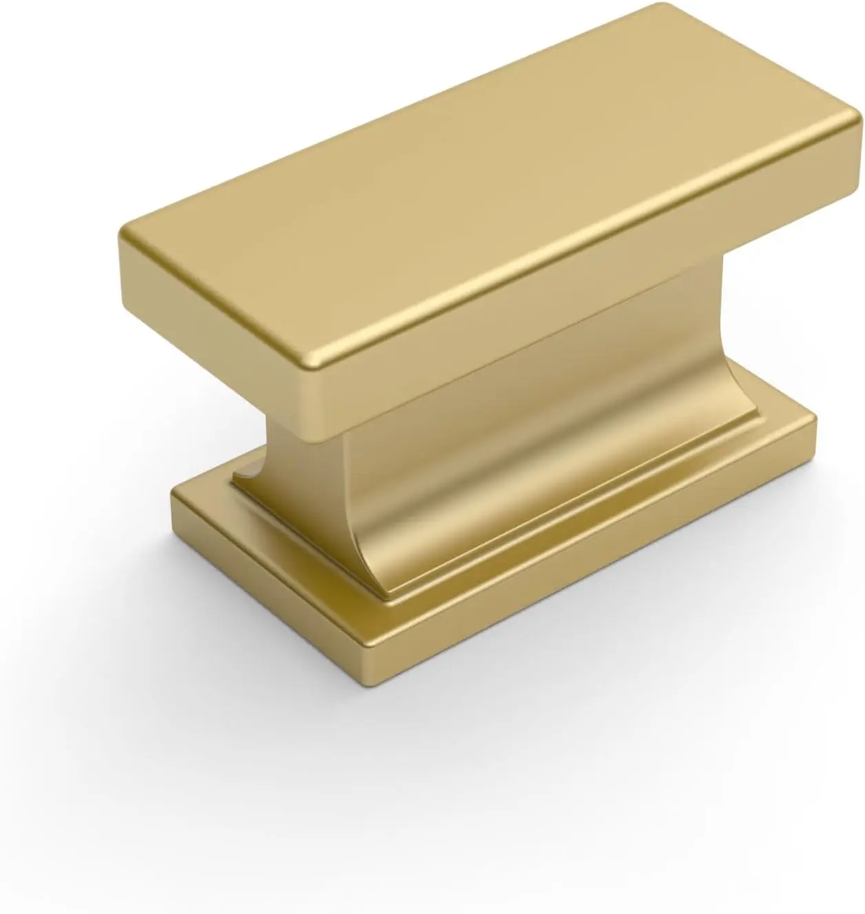 10-Pack Brushed Gold Metal Finish Single-Hole Rectangle Cabinet Knobs, 1.46 Inches (37mm) for Bathroom Cabinets, Drawers, Dressers, Bathroom Cabinet, 1.46 Inch(37Mm)