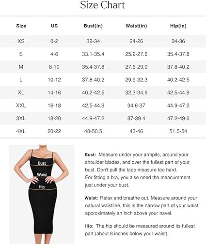 Popilush Slip Midi Dress Built-In Shapewear Spaghetti Straps Tummy Control Bodycon Sexy Casual Fabric