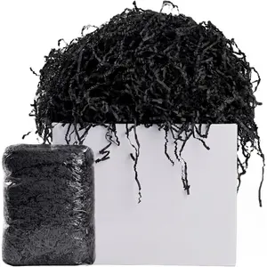 2.2LBS Crinkle Cut Paper Shred Filler Black Shredded Paper for Gift Bag Box Basket Packing Grass Cushion Crinkle Shred Filler for Christmas Wedding Birthday Bridesmaid Engagement