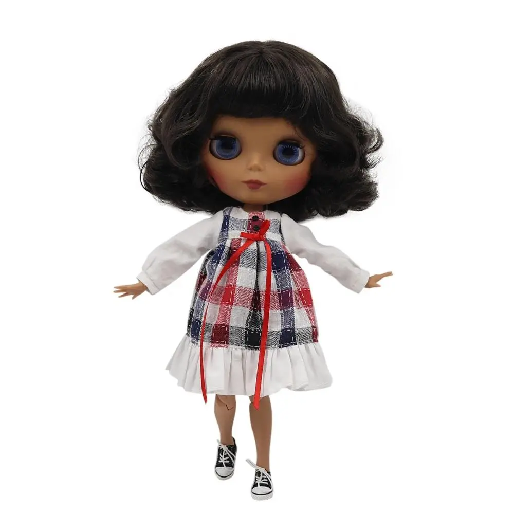 ICY Blyth doll 1/6 BJD 30cm doll with dark skin and short black curly hair matte face NUDE joint body BL950