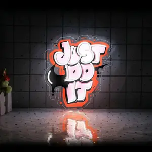 JUST DO IT Neon Signs for Wall Decor, Dimmable LED Neon Light Sign, Words Led Lights for Bedroom Man Cave Office Gym Party Gamer Room Decorations, Powered by USB Wall Decor Aesthetic
