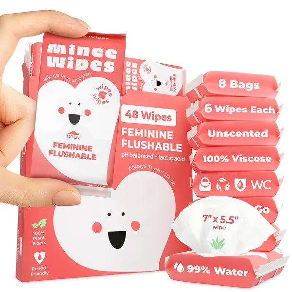 Credit Card Size Travel Feminine Wipes - pH Balanced Daily Intimate Care, Unscented Ultra Soft Period-Friendly Essentials for Women & Teens