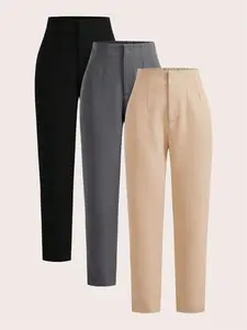 Multicolor Women's High Waist Trousers – Stretch Slim Fit Work Pants Multipack, Office & Casual Essentials