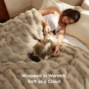 Raybee MarshMellow Comforter - Soft Cozy Blanket for Couch, 750GSM Fluffy Faux Rabbit Fur Blanket for Bed Sofa Living Room,Machine Washable Thick Warm Plush Women Girls Birthday Gifts