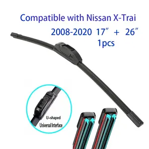 1pcs Suitable for Nissan X-Trail 2008-2020 windshield wipers 26" 17" U-hook front window wiper replacement parts