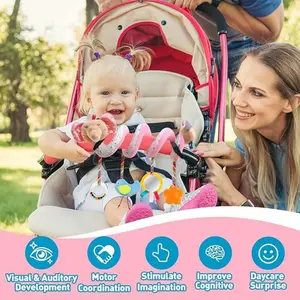 Elephant Bed Mobile for Babies, Sensory Infant Animal Car Toy with Bell Mirror, Newborn Comfort Bed Hanging, Baby Safety Decorative Accessory