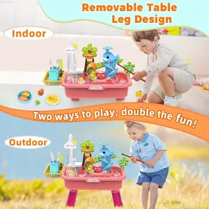 Kitchen Sink Set for Kids, Electric Water Circulation Toy, Vegetable Washing and Fishing Bench, Playful Water Fun Toy