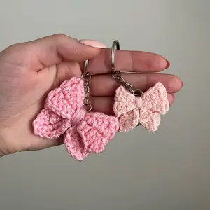 handmade crochet bow keychain