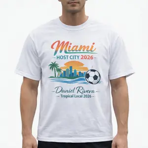 Custom Soccer 2026 Shirt, Personalized Miami Football Fan Tee, Custom Name Tropical Soccer Graphic Shirt