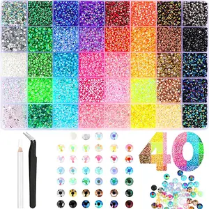 32000Pcs 40 Colors Jelly Synthetic Rhinestones for Bedazzling, 3mm Multicolor Resin Flatback Synthetic Gems for Diamond Art, Bedazzler Kit for Crafting Book Shoes Nail Art