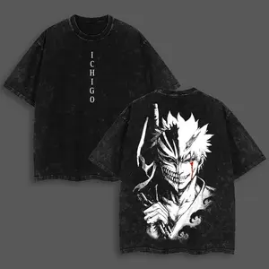Valentine Shirts Washed T-shirt BLEACH Grimmjow Jaegerjaques Graphic T Shirt Comfortable 1Oversized Unisex High Quality Hot Product Comfortable Menswear Top Man Tshirt Streetwear Tropical Crewneck