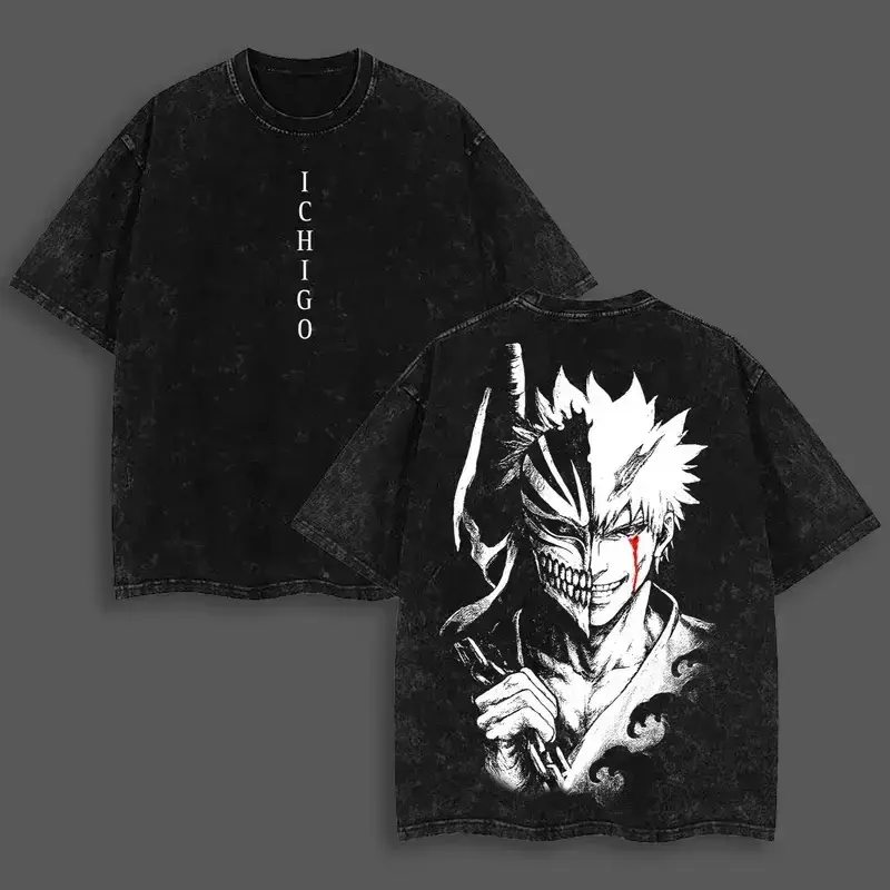 Valentine Shirts Washed T-shirt BLEACH Grimmjow Jaegerjaques Graphic T Shirt Comfortable 1Oversized Unisex High Quality Hot Product Comfortable Menswear Top Man Tshirt Streetwear Tropical Crewneck