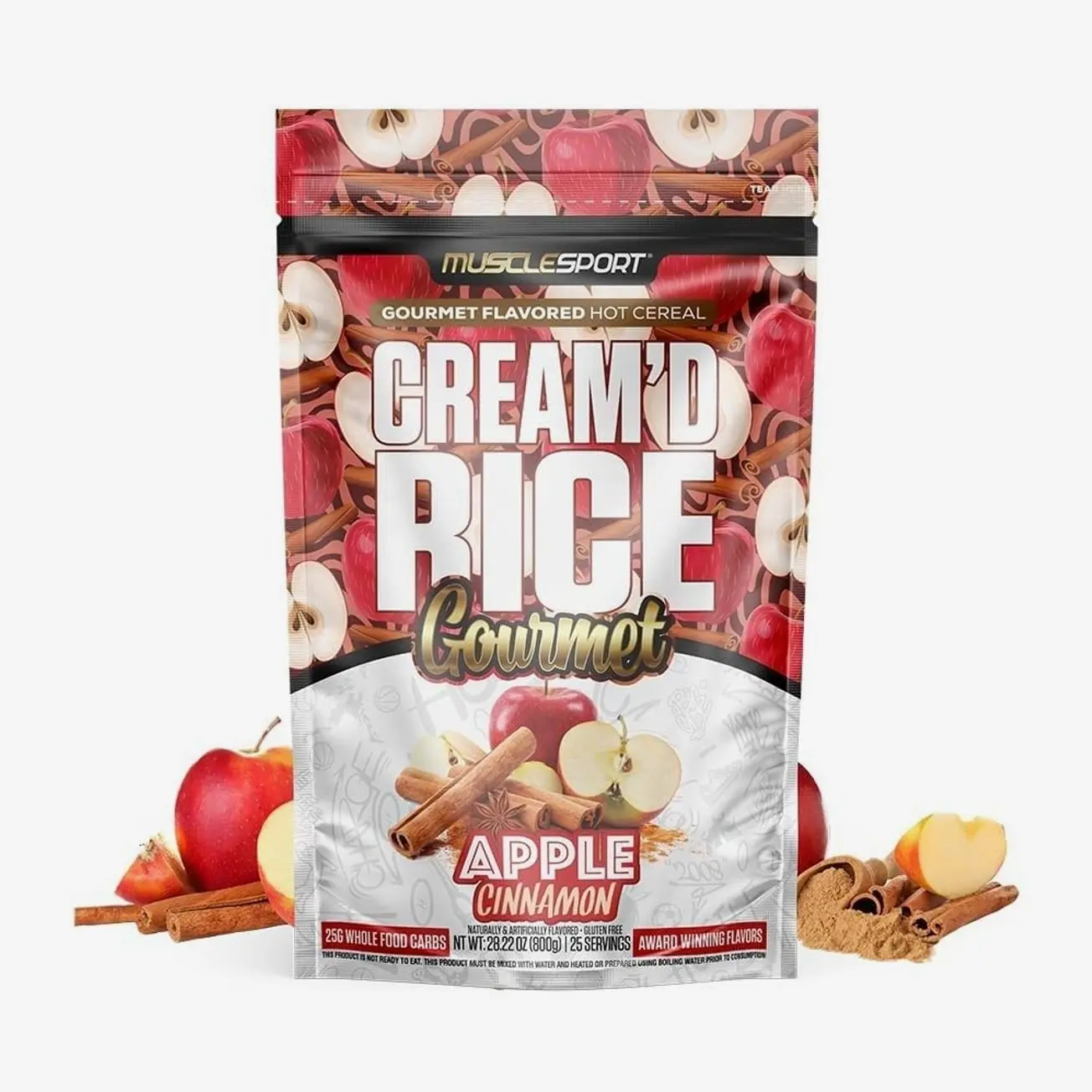 Musclesport Cream'd Rice Gourmet - Hot Rice Cereal with premium flavor inclusions, 25 servings (Apple Cinnamon)