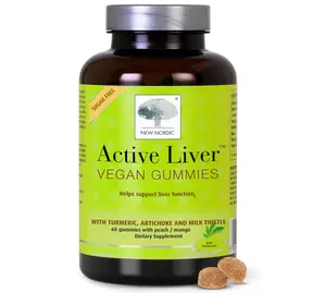 New Nordic Active Liver Gummies, Milk Thistle, Artichoke & Turmeric Supplement, Natural Peach & Mango Flavor, Sugar Free & Vegan, 60 Count (Pack of 1)