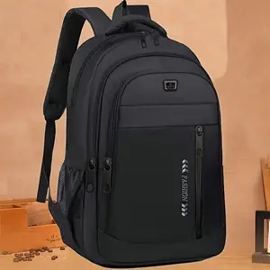 Unisex Nylon Backpack - Lightweight, Adjustable Shoulder Straps, Multiple Compartments, Black Casual Travel and School Bag with Zipper Closure