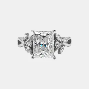 【734】"Cupid's Garden" 4 Carat Radiant Cut Synthetic Moissanite Vine Ring - Fashionable Wedding/Engagement Ring