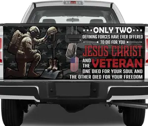 America Flag Veterans Cross Christian Tailgate Wrap – Christian Tailgate Wrap, Veteran Tailgate Wrap, Cross Tailgate Wrap, Christian Tailgate Wrap, USA Flag Tailgate Wrap, Patriotic Tailgate Wrap