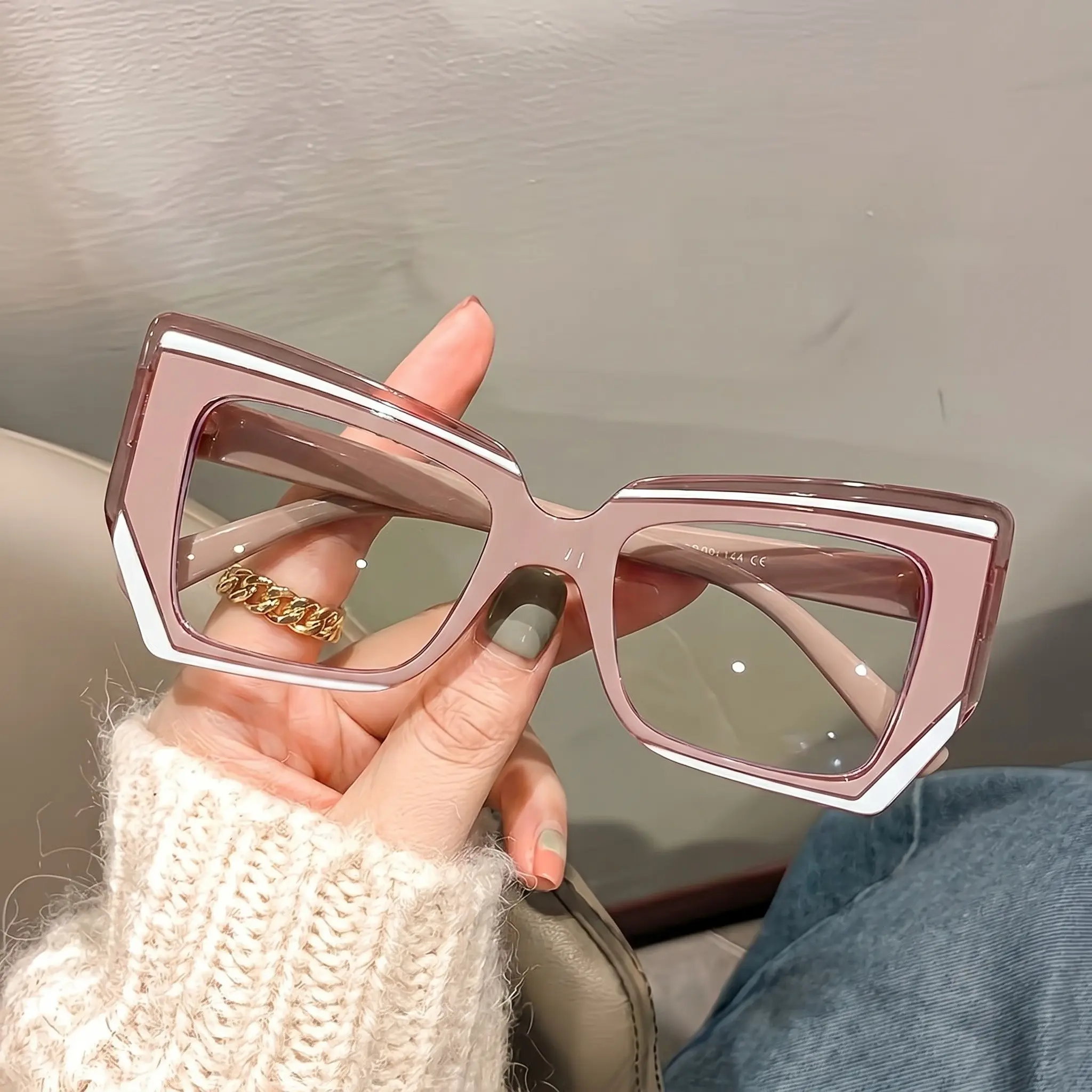 Fashion Colorblock Cat Eye Blue Light Blocking Reading Glasses, Unisex High-Quality Simple Design, Travel Daily Casual Computer Phone High Quality Eyewear, Trendy Casual Eyeglasses, Casual Stylish Glasses