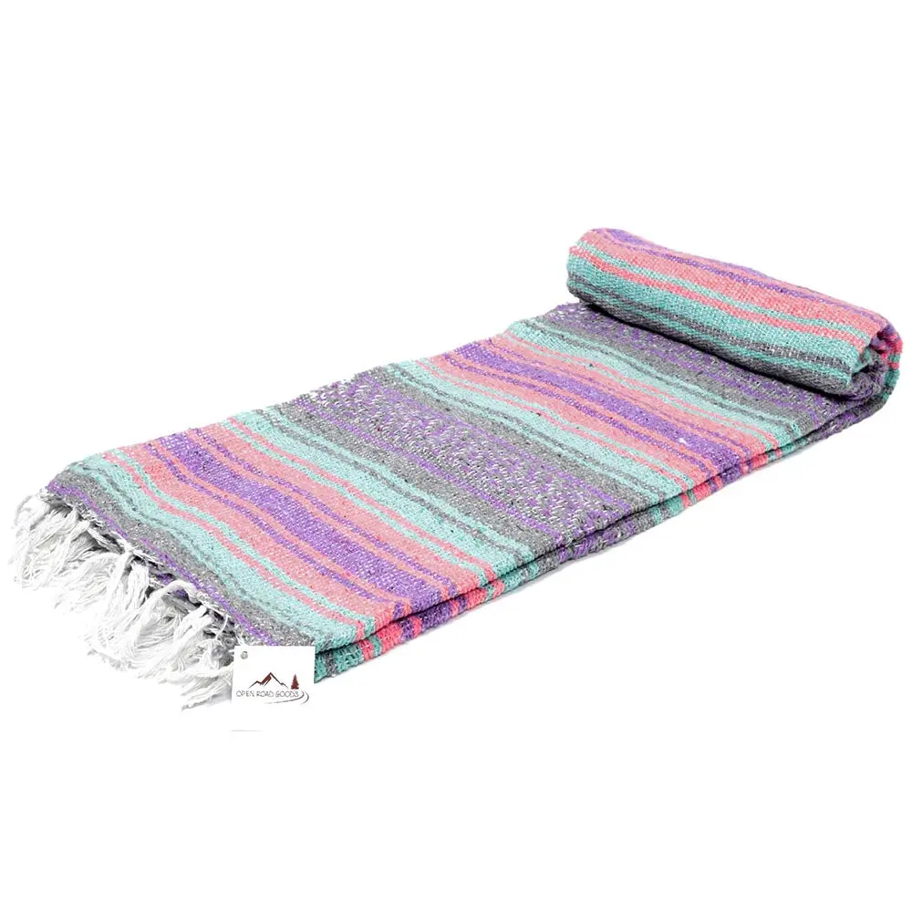 Grey & Coral Mint Mexican Falsa Blanket
