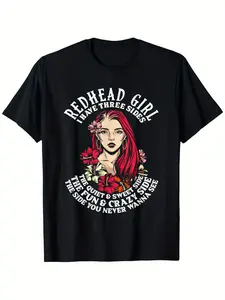 Funny Redhead Ginger Girl Red Haired Redheads Woman Gift T-Shirt Suitable for Unisex Personality Casual Round Neck Outdoor Short-sleeved T-shirt Slightly Elastic 100% Cotton S-XXXL