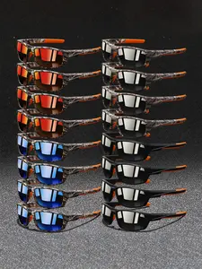 16pcs of camouflage sports sunglasses, unisex, multiple colors, featuring UV400 protective lenses, classic camouflage frames paired with rubber temples for added comfort and stability, practical design, Outdoor sports sunglasses