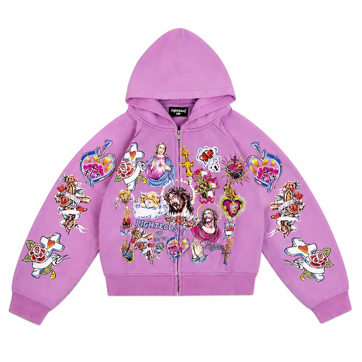 (100% Authentic) Righteous Risen King Zip Up Hoodie Purple