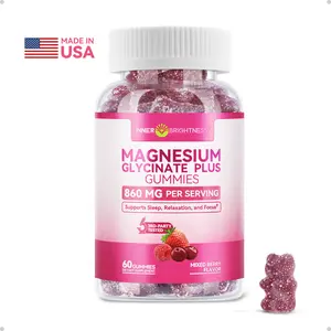 Magnesium Glycinate Gummies 860mg - Magnesium Gummies for Adults, Supports Sleep, Relaxation & Focus, Non-GMO, Gluten-Free, Mixed Berry Magnesium Glycinate Gummies, Mixed Berry Magnesium Gummies, Mixed Berry Flavor, 60 Count gum