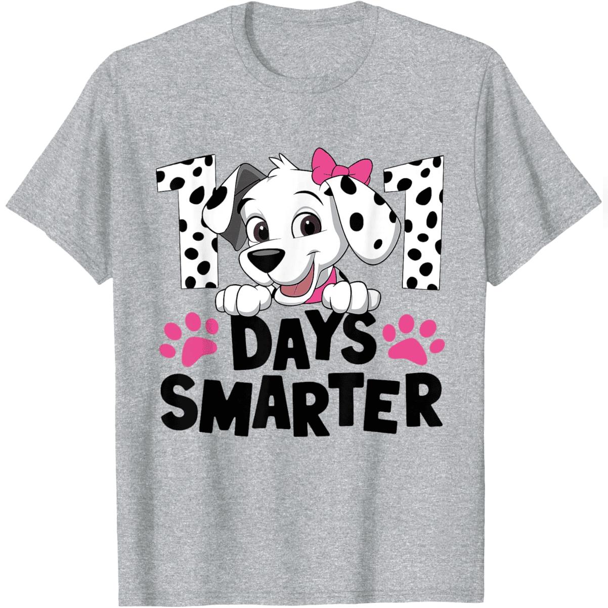 100 Days Of School Dalmatian Dog 100 Day Smarter T-Shirt Comfy Everyday T-Shirt