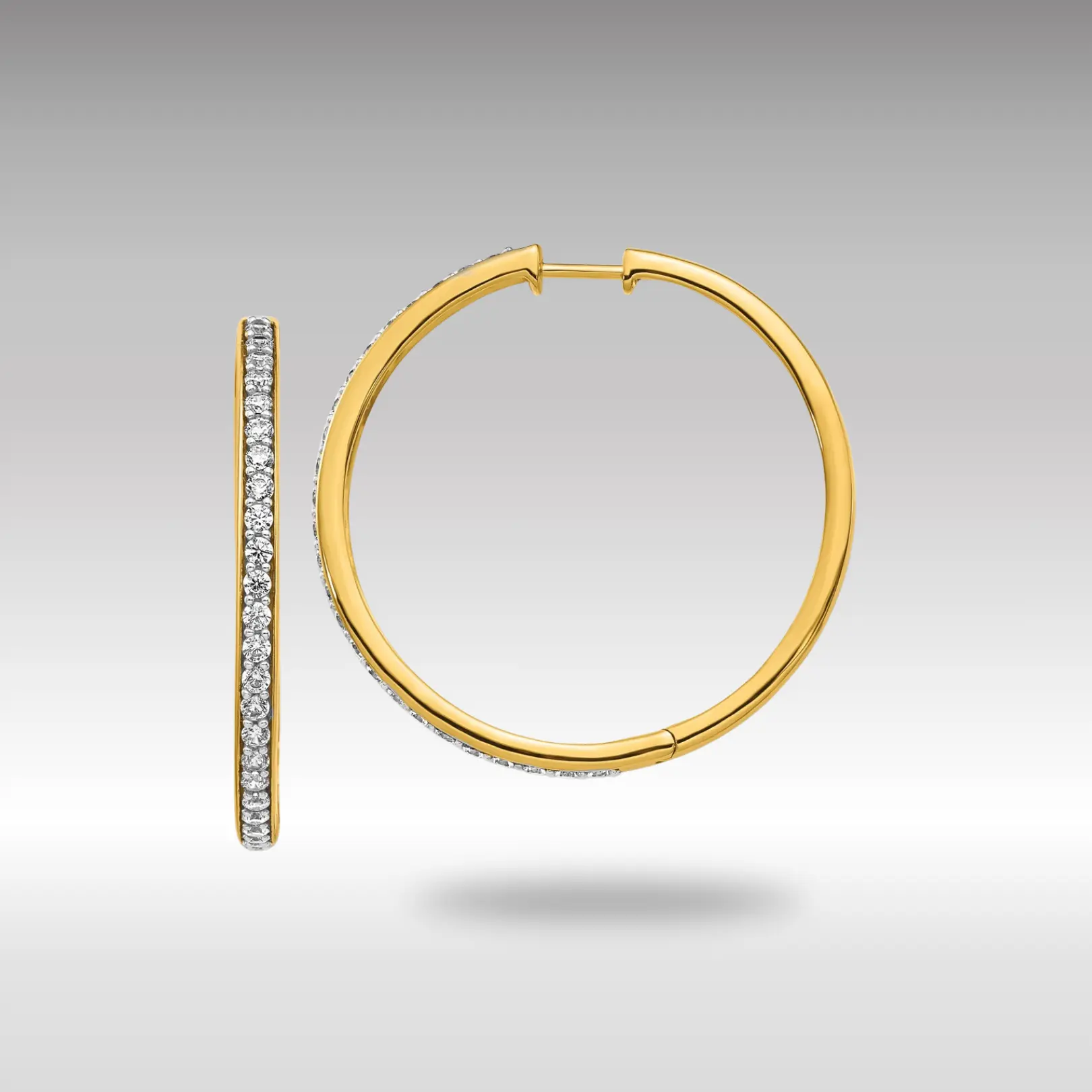 14K Gold Diamond Hinged Hoop Earrings - Model EM4268-125-YA