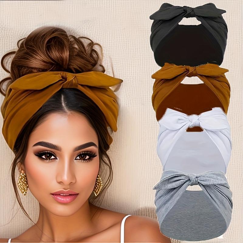 4pcs Women'S Elastic Headbands - Elastane, Solid Colors (Black, Brown, Green, Beige, Leopard Print, Gray) with Turban Twist Knot Design, Versatile for Sports & Daily Use, All-Season Comfort, Versatile Headwear | Stylish Headbands | Comfortable Fit 4pcs Women'S Elastic Headbands - Elastane, Solid Colors (Black, Brown, Green, Beige, Leopard Print, Gray) with Turban Twist Knot Design, Versatile for Sports & Daily Use, All-Season Comfort, Versatile Headwear | Stylish Headbands | Comfortable Fit