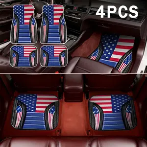 American Flag Car Floor Mats Set of 4 Heavy Duty Non-Slip All Season Universal Fit for Sedans SUVs Trucks Vans Waterproof Easy to Clean Trendy Car Interior Gift Idea