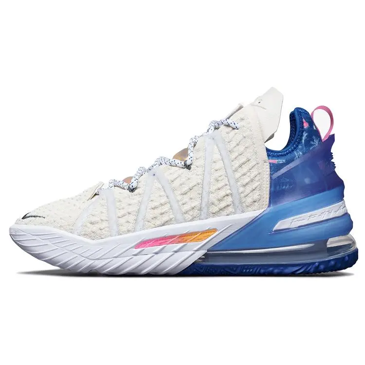 Men's Nike LeBron 18 "Los Angeles By Day" All-Seasons Casual Trainers - Variant DB8148-200, Round Toe, No Heel