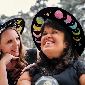 Rainbow Glitter Moon Wide Brim Hat