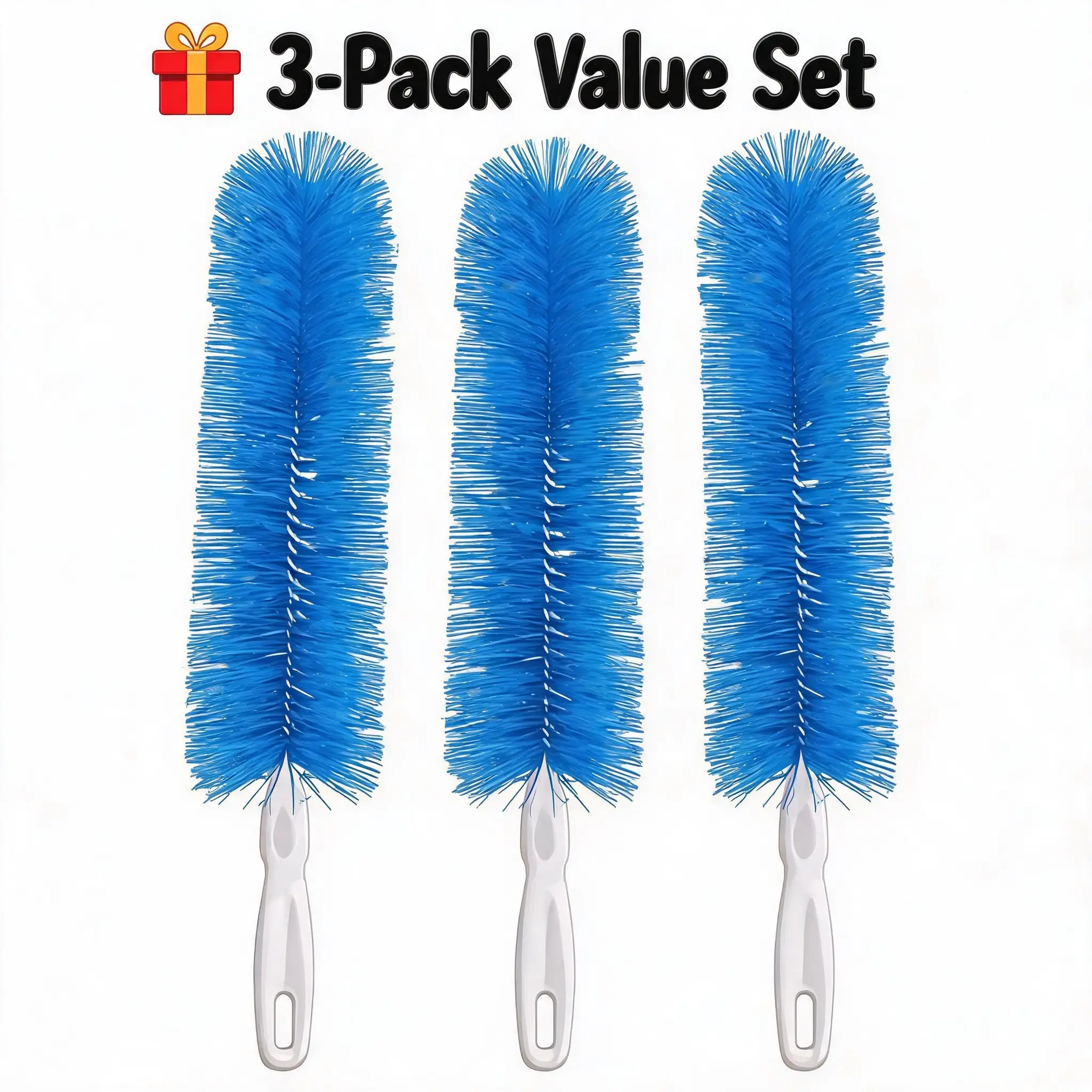 3-Pack Bendable Microfiber Dusters, Reusable Washable Home Cleaning Tools for Easy Corner Reach