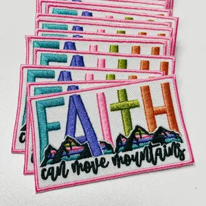 3" FAITH can Move Mountains -  Embroidered Hat Patch