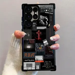 Poster of Jesus with a Lion Design Pattern Phone Case Compatible with iPhone 17 Pro Max 16 15 Plus Air 14 13 12 11 E Featuring Strengthened Four Corners Soft Back for Drop Protection