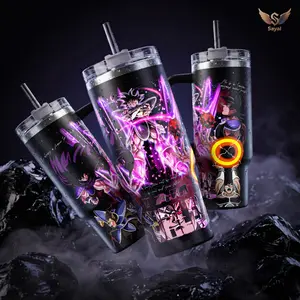 TURLES - DRAGONB Tree of Might Evil Saiyan Graphic Sayal 40 oz Vacuum Insulated Cup Straw Keeps Drinks Hot Cold 12H+ For Anime Lovers & Dark Aesthetic Vibes Saiyan Style Splash-Proof 18/8 Stainless Steel Comfort Handle Daily Vibe Mug For Fans