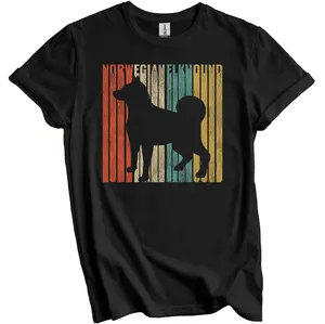 Norwegian Elkhound Shirt - Retro Norwegian Elkhound T-Shirt - Gift for Norwegian Elkhound Owner - Dog Silhouette Distressed Vintage Look
