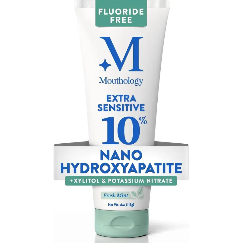 Mouthology Toothpaste For Sensitive Teeth | 10% Nano Hydroxyapatite Toothpaste, Fluoride Free for Sensitive Teeth, SLS Free with Xylitol, USA Made