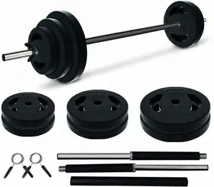 Adjustable Barbell Set 18KG/40LB, PU Coated Barbell Weight Set with Padded Bar, Shoulder Pad, Multi-Weight Plates & Collars, Free Weights for Home Gym Strength Training & Cardio Pump Exercises