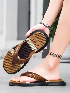 Men's Luxury Simple Commuter Sandals, Anti-Slip Durable, Quick-Dry Beach Pool, Casual Outdoor Slip-On Flip Flops, Colorblock Design