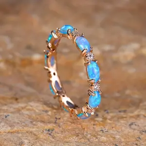 Opal and Zirconia Ring |   Elegant Copper Plated K, Fashionable and Exquisite Gift for Daily and Party Occasions, Suitable for All Seasons