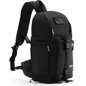 Camera Sling Bag for Photographers  Waterproof SingleShoulder Camera Case with Adjustable Dividers, Rain Cover  Side Tripod Pocket