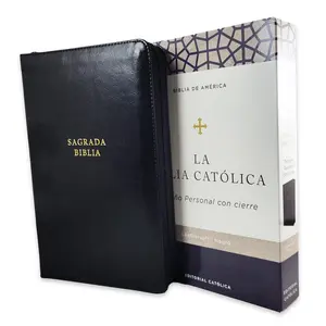 Holy Bible in Spanish with Zipper Bible of the Americas Personal Size Leather Black- Catholic Bible