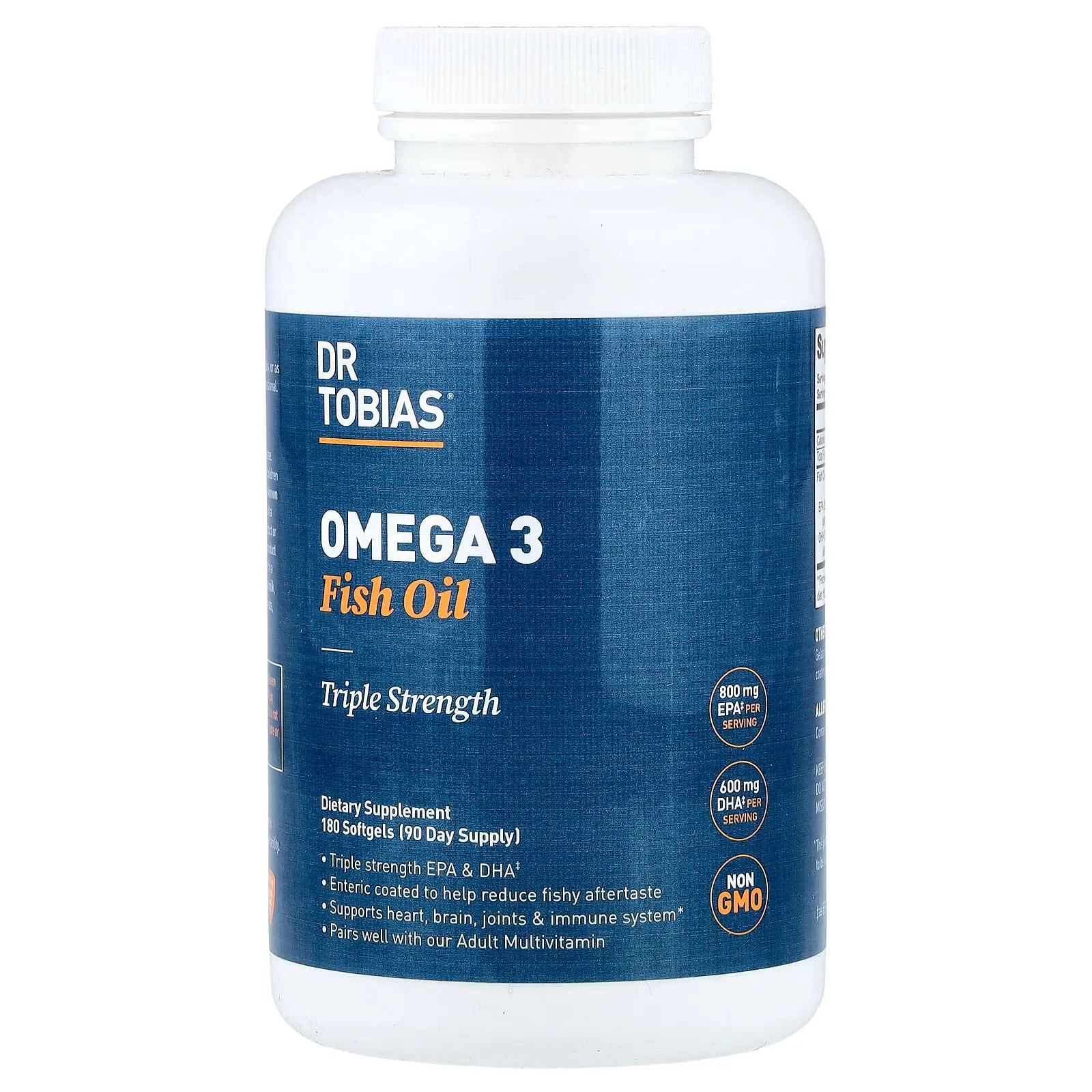 Dr. Tobias Omega 3 Fish Oil, Triple Strength, 180 Softgels