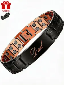 Men's Pure Copper Magnetic Bracelet, 99.99% Pure Copper Cross Design Bangle, Strong Magnetism, Adjustable, Father's Day Health Gift, Dad Bracelet