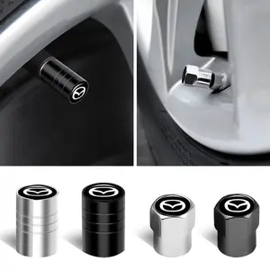 Mazda Car Tire Valve Cap, Rubber Cover with Ring Lock, Style Accessory, Suitable for Mazda and Other Cars, Abs Material